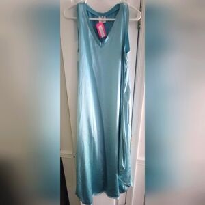 PLANET SILK BLUE SHIFT W POCKETS